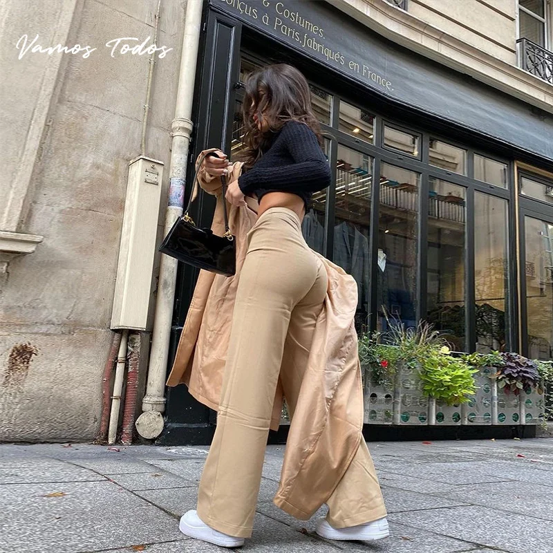 Street Fashion High Waist Pants Folds Botton Tights Womens Cargo Trousers Fall 2021 Womens Fashion Harajuku Pants Vamos Todos