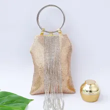 Вечерняя сумка с кольцом и ручкой, с блестками, с кисточками, сумка-тоут, Коктейльные, вечерние, свадебные сумки, Новинка