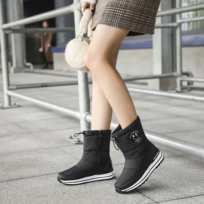 Ceny MORAZORA Plus rozmiar 34 43 śniegowe buty dla kobiet buty na zamek błyskawiczny utrzymuj ciepłe grube zimowe buty z futerkiem modne botki damskie