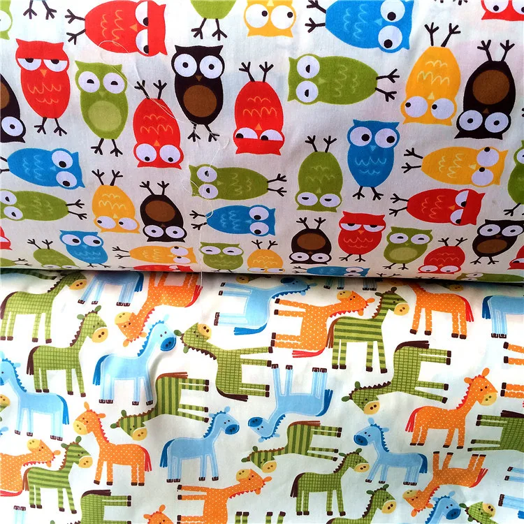 100% cotton cartoon fabric pony owl Twill animal Printed cloth DIY Clothing dress Handmade quilting patchwork Baby Cotton | Дом и сад