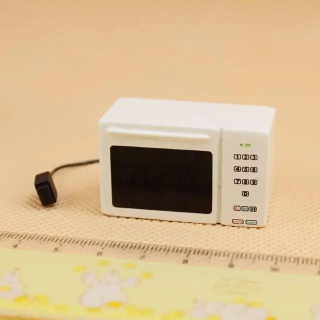 

White Mini Microwave Oven Furniture Toy for 1:12 Doll House Decor Accessories