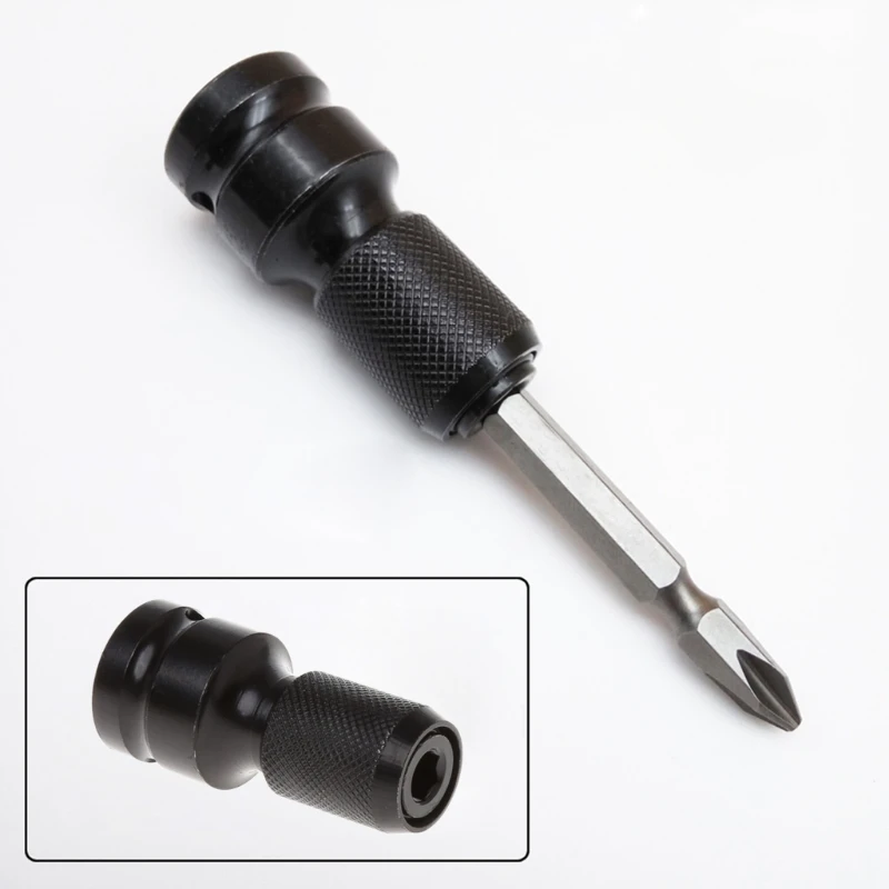 

1/2\"Drive To 1/4\"Hex Shank Converter Quick Release Chuck Screwdriver Bit Adapter L4MB