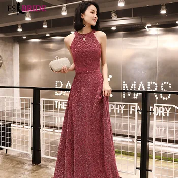 

2019 Prom Dress High Neck Elegant Women Floor Length Party Night Dresses Long Vestidos De Gala Vestidos De Graduacion ES30433