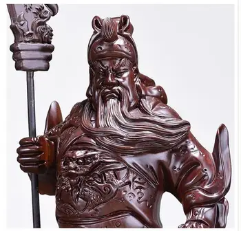 

Woodcarving Gongfu Gong Guan God of Wealth Zhaocai Town House Guanyu Buddha Black sandalwood carved Decorative Ornaments