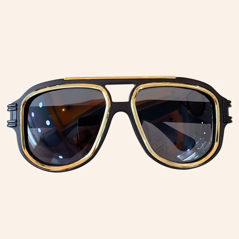 No.4 Sunglasses Винтажные негабаритные солнцезащитные очки для мужчин, роскошные брендовые дизайнерские уличные солнцезащитные очки пилота UV400 - Цвет линз: No.4 Sunglasses