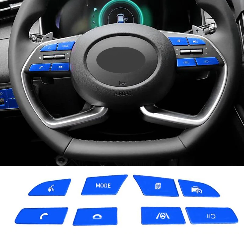 For Hyundai Tucson NX4 2021 2022 Car Aluminum Alloy Steering Wheel Buttons Stickers Interior Decoration Accessories Cover