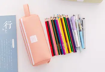 

New creative large-capacity handle pencil case simple multifunctional double stationery case