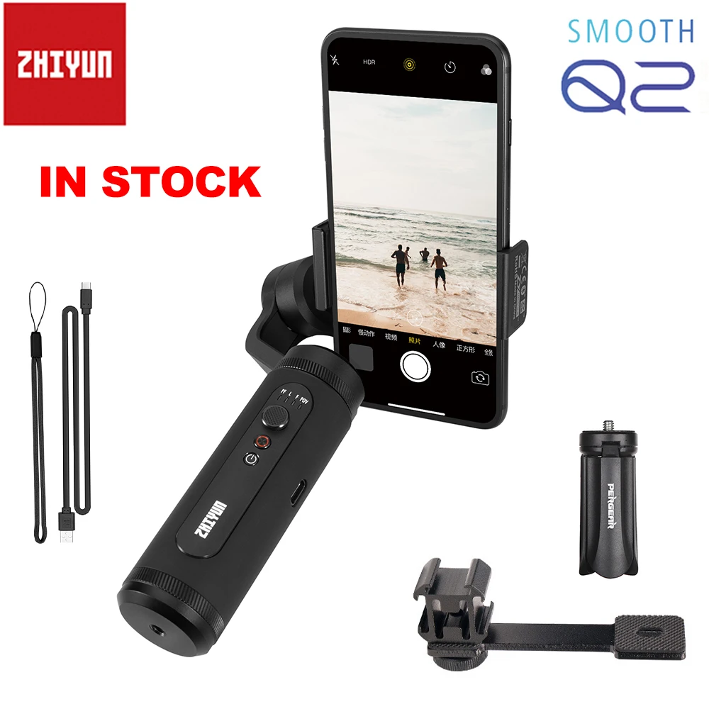 Zhiyun Smooth Q2 3-Axis смартфон портативный монопод с шарнирным замком небольшой карман Размеры 1 сек Quick Release Plate для iPhone 11 Pro Max XS XR X& S10 S9