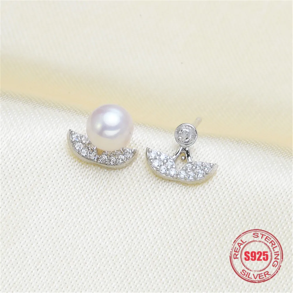 

Classic Pearl Earrings Mounting S925 Sterling Silver Earrings Hooks Dangle Fittings Handmade Craft Accessory
