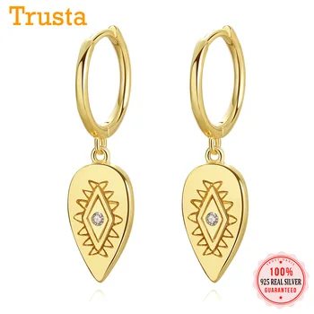 

Trustdavis Real 925 Sterling Silver Sweet Water Drop Eye CZ Charm Hoop Earring For Women Wedding Party Fine Jewelry Gift DA872