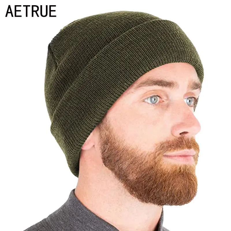 Solid Knitted Hat Winter Hats For Men Skullies Beanies Men Women Cap Autumn Beanie Hat Gorro Warm Skull Bonnet Men's Winter Cap 1