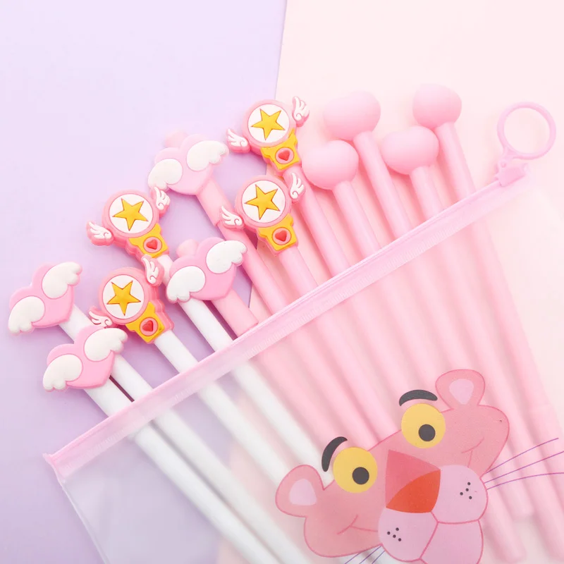 Набор гелевых ручек для смешивания, 12 шт., Kawaii, мультяшный креативный единорог, милые корейские школьные цветные ручки, офисные канцелярские принадлежности с мешочком для карандашей