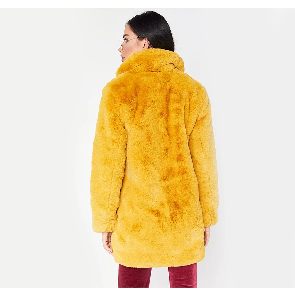Зимнее пальто из искусственного меха, женское плотное теплое свободное плюшевое меховое пальто, женское однотонное пушистое пальто с длинным рукавом, куртки размера плюс 4XL