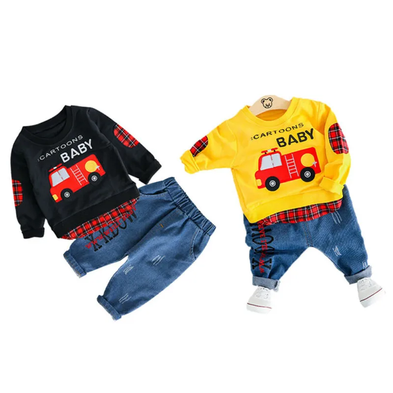 

Toddler Boy Clothes 0-3Y Infant Kids Boys Clothes Sets Cartoon Print Long Sleeve Pullover Sweatshirt Tops+Pants Autumn Clothes