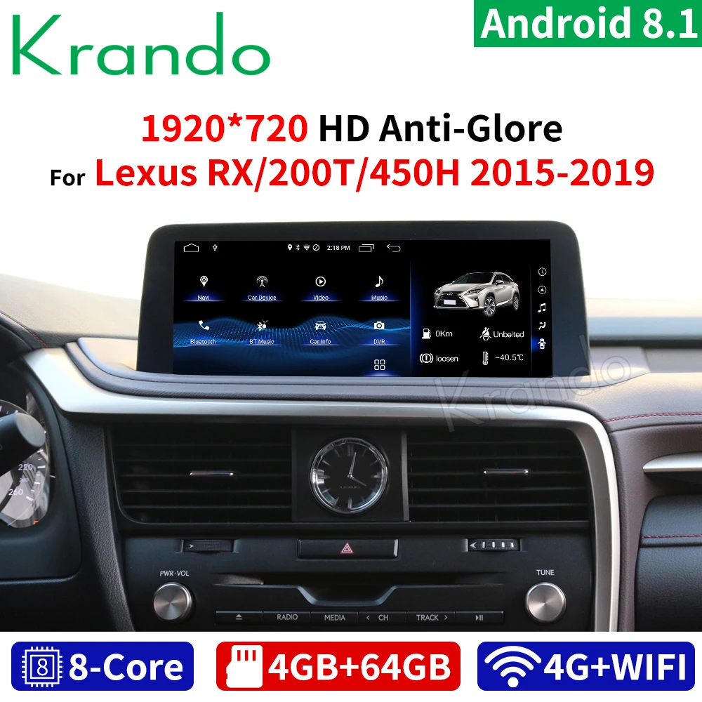 krando 12.3 inch Android 8.1 8 Core 4+64G Car radio audio GPS Multimedia Player for Lexus RX 200T 450H 2015 2016 2017 2018 | Автомобили и