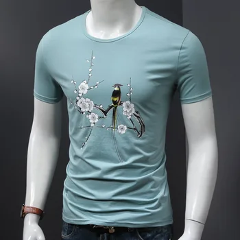 

Bird Graphic Print T Shirt Men Stretch Cotton O-Neck Tshirt Summer Clothing Causal Short Sleeve Tops Tees