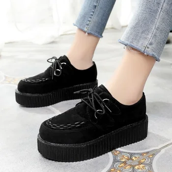 

Spring Flats Women Shoes Creepers Leather Shoes Thick Bottom Ladies Platform Shoes Female Fashion Moccasins Casual Plus Size 41