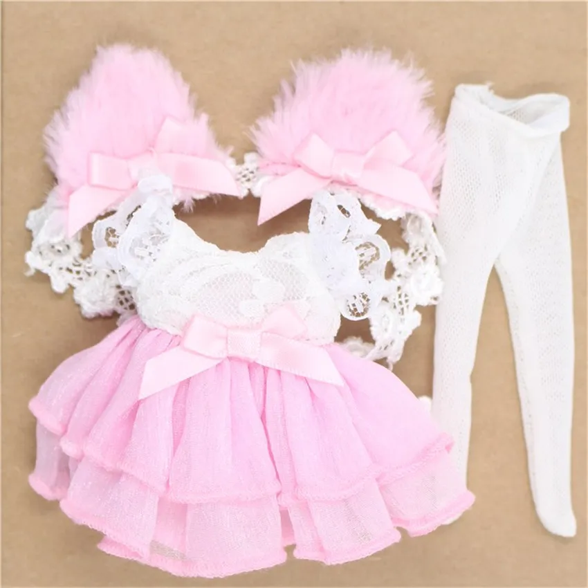Кукла Middle blyth цвет фиолетовый, розовый, желтый костюм с кошачьими ушками Милая одежда Подарочная игрушка 1/8 20 см аксессуары для куклы