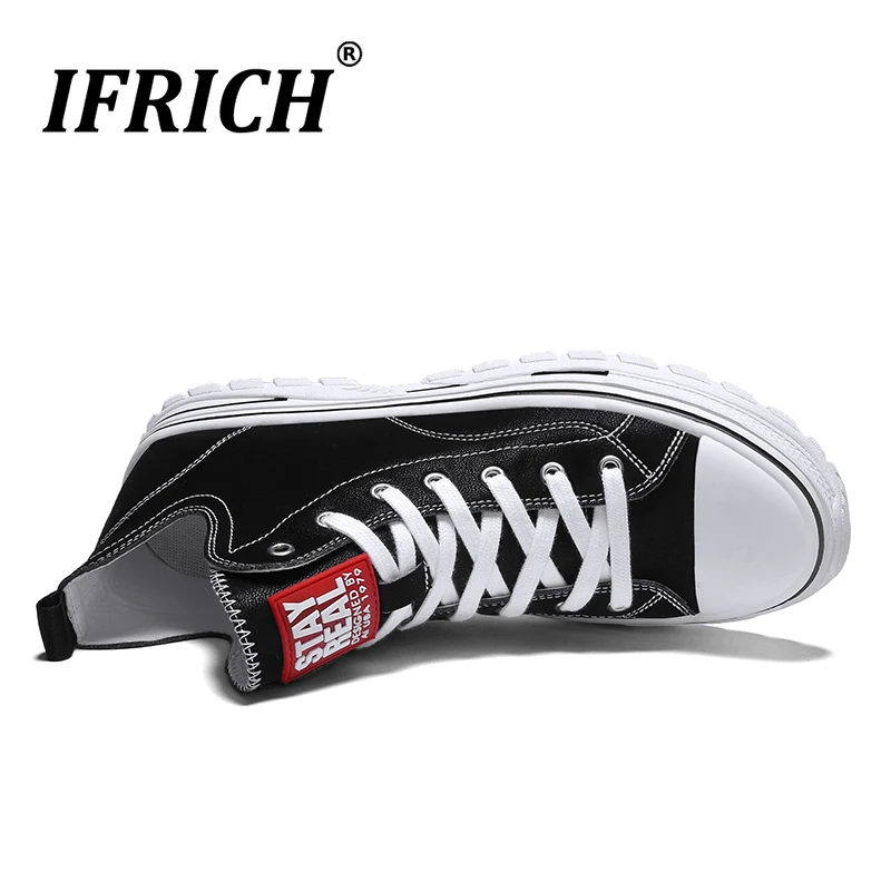 Ifrich/Новинка; Дизайнерские повседневные мужские кроссовки с высоким берцем; Мужская обувь для прогулок; Повседневная обувь из бежевой кожи; мужские модные кроссовки на плоской подошве