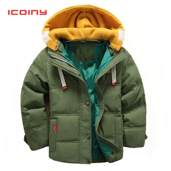 

Army Green Boys Down Cotton Parkas 2019 Winter Girls Hooded Coats Children Warm Outwear for Toddler Younger 2 3 4 5 6 7 8 Year