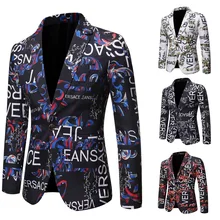 Brand Suit Jacket Fashion Print Men Blazer Best Selling Slim Fit Casual Blazer Homme Coat Hip Hop Singer Flower Blazer