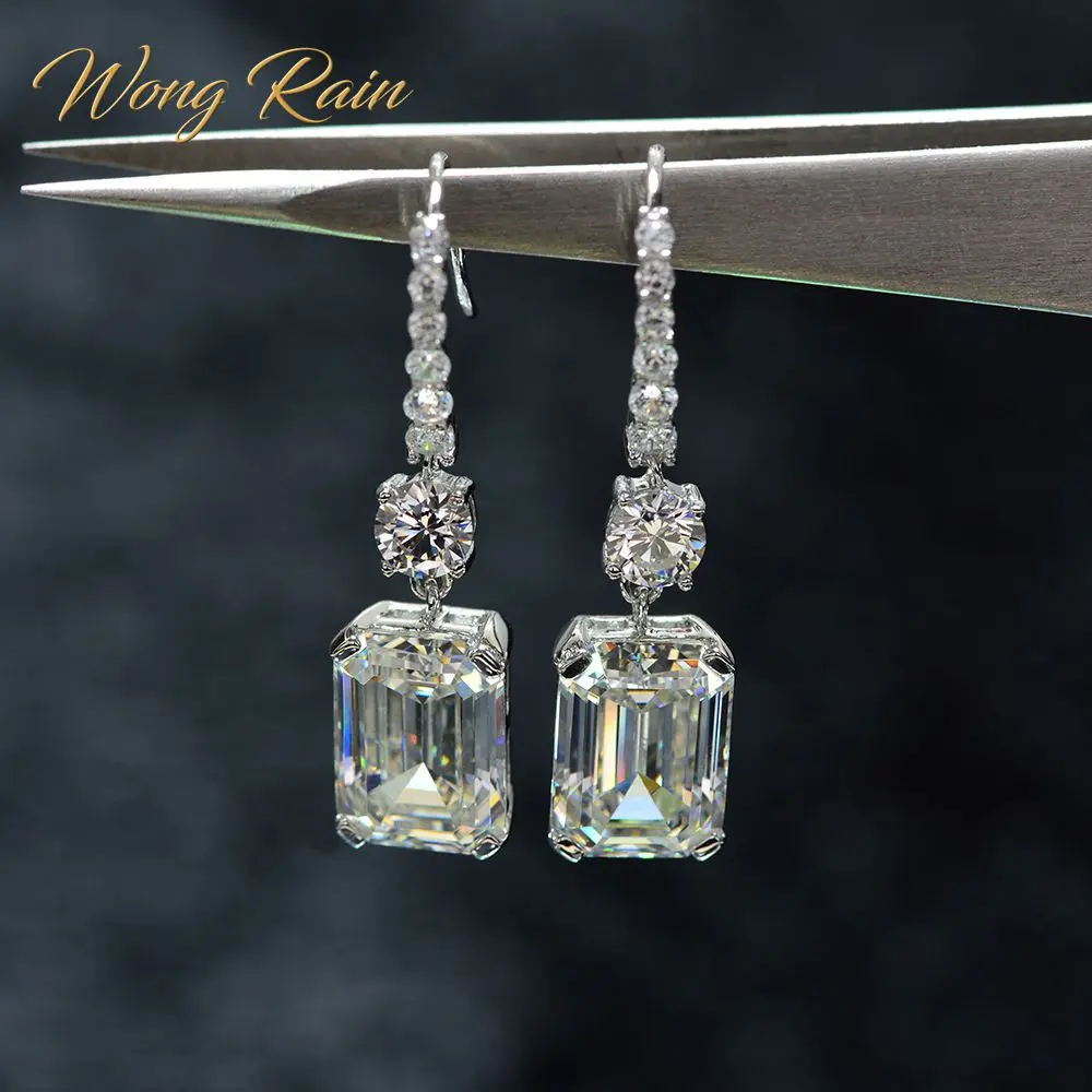 Серьги подвески Wong Rain роскошные висячие серьги из белого золота с подвеской