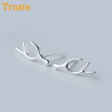 Trusta 925 пробы серебряные ювелирные изделия модные милые маленькие оленьи рога серьги-гвоздики подарок для девочек Дети Леди Женщины DS50