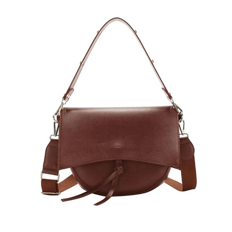 Brown Handbag Роскошные сумки, женские сумки, дизайнерские модные женские винтажные седельные сумки из искусственной кожи с широким ремешком на плечо, сумки-мессенджеры - Цвет: Brown Handbag