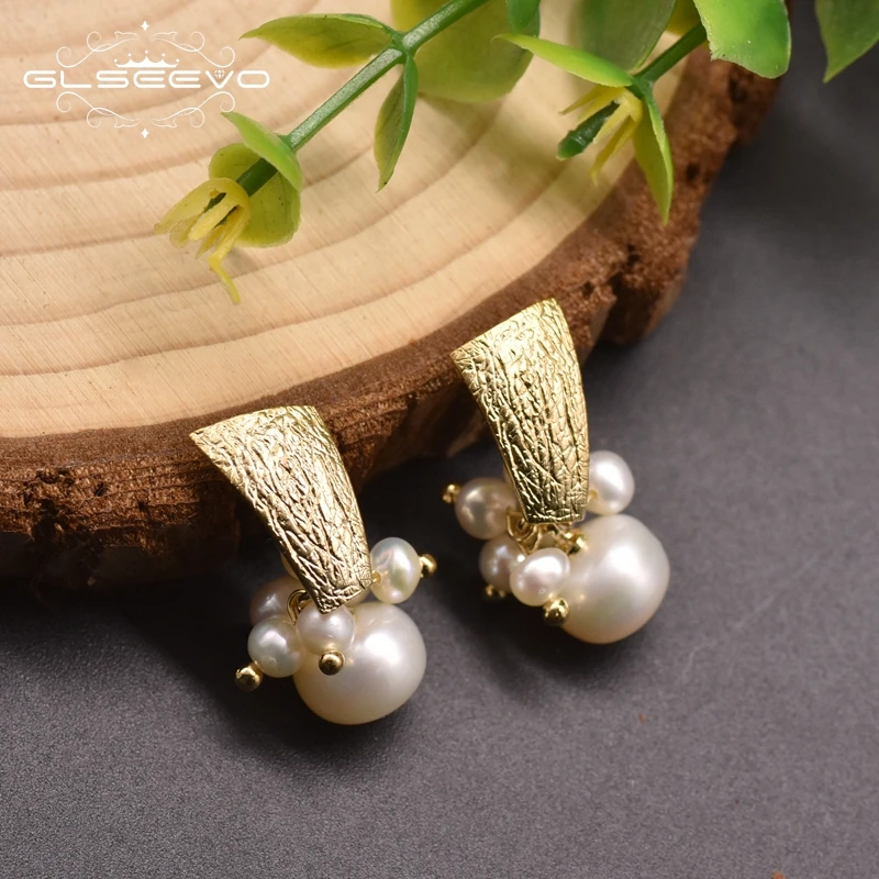 

GLSEEVO Natural Fresh Water White Pearl Boho Dangle Earrings For Women Handmade Ethnic Earrings Fine Jewelry Moda Mujer GE0460