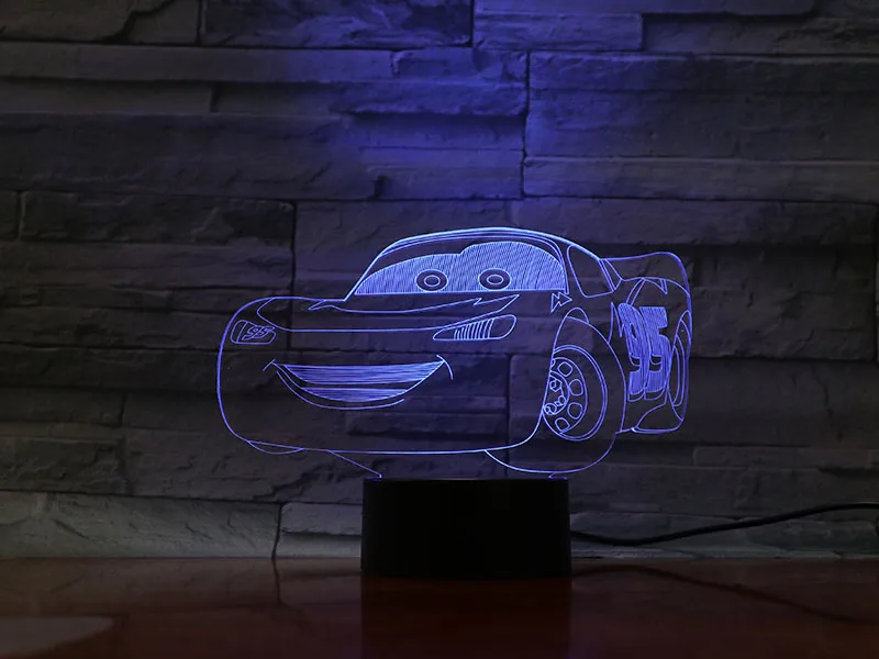3D ночной Светильник автомобили светильник ning McQueen детский ночной Светильник Цвет изменен акриловая настольная лампа подарки для детей рождественские игрушки челнока