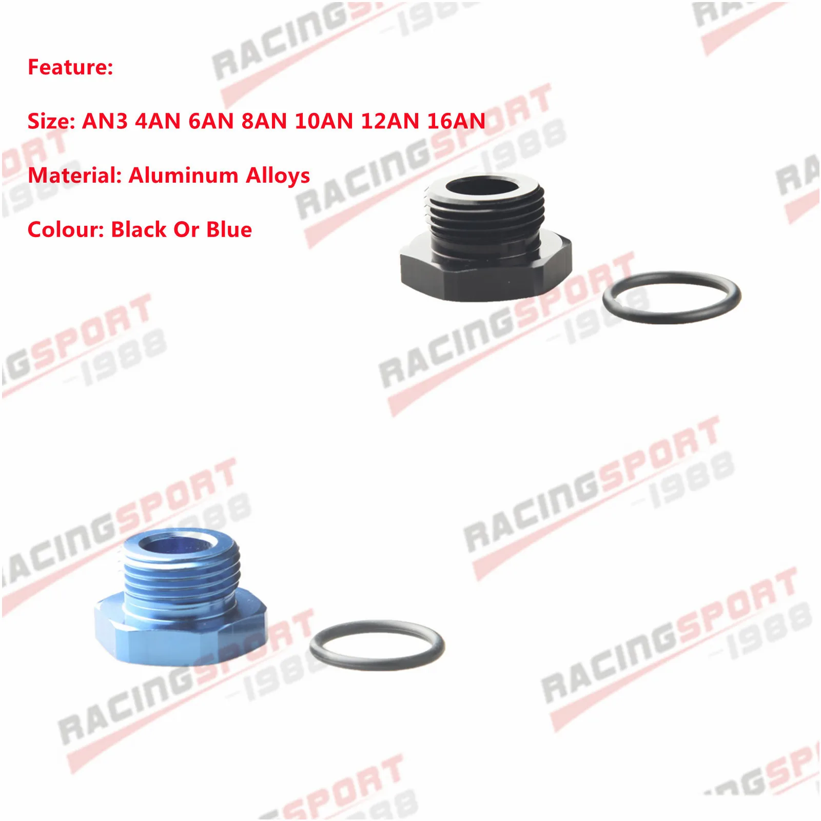 

ADLER SPEED 3AN 4AN 6AN 8AN 10AN 12AN 16AN Flare Plug Fitting With O Ring Seal Plug Aluminum Black/Blue