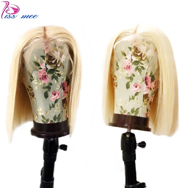 

Kissmee 13*4 613 Short Bob Wig Blond Lace Front Human Hair Wigs Platinum Blonde Short Wig For Black Women Peruvian Remy Hair