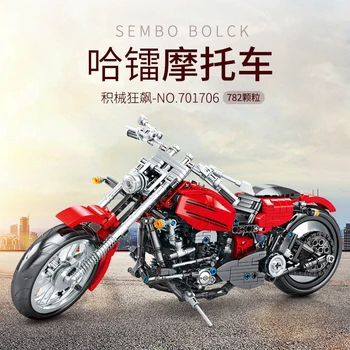 

New City Car Fat Vehicles Autocycle Motorbike Technics Motorcycle Building Blocks Bricks Boy Toys for Childrens Kid Gifts 782PCS