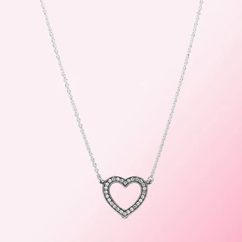 

2019 100% 925 Sterling Silver Classic Open Heart Necklace Women Charm Fashion Personality Jewelry Free shipping Wholesale