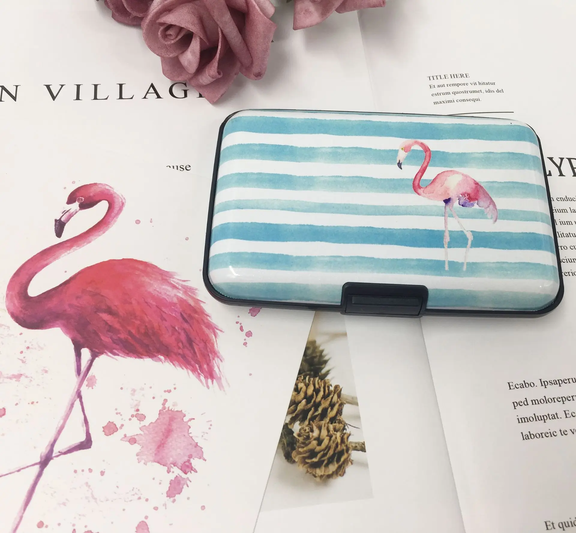 Cute Pattern Antitheft Small Purses Anti Rfid Aluminium Womens Wallets Ladies Bank Card Case Holder Set Protection Coin Purse