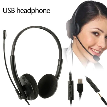

3.5mm USB Headset with Microphone Wired On Ear Computer Headphones with Mute Function for Business Cell Phone Call Center