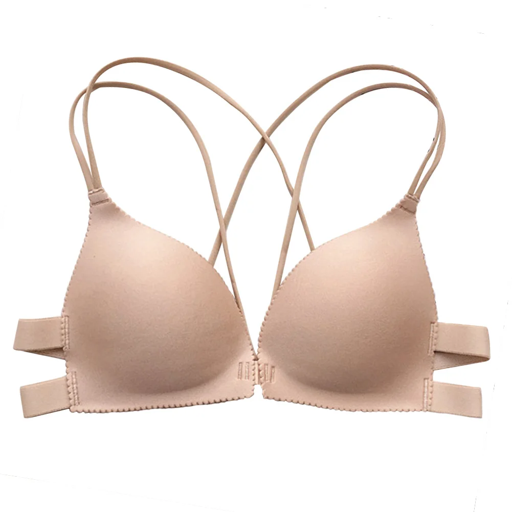 

Women Bralette Back Beautify Gather Ladies Padded Sexy Front Closure Lingerie Push Up Wire Free Fashion Bra