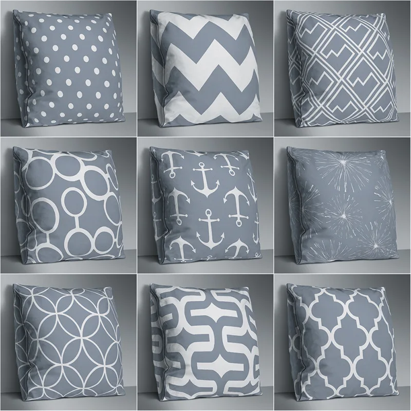 Double Side Print Cushion Cover Polyester Decorative for Sofa Seat Soft Throw Pillow Case Cover 45x45cm
