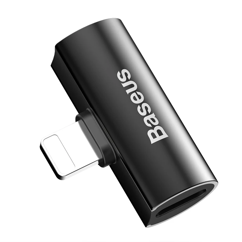 Baseus 2 в 1 для Apple Lightning до 3,5 мм разъем для наушников адаптер аудио Зарядка конвертер для iPhone xs xr 8 7 6s 5S 11 зарядное устройство - Цвет: Черный