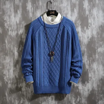 

2019 New Knit Sweater Men Long Sleeves Autumn Winter Pullover Knitted O-Neck Plus Asian Size 5XL