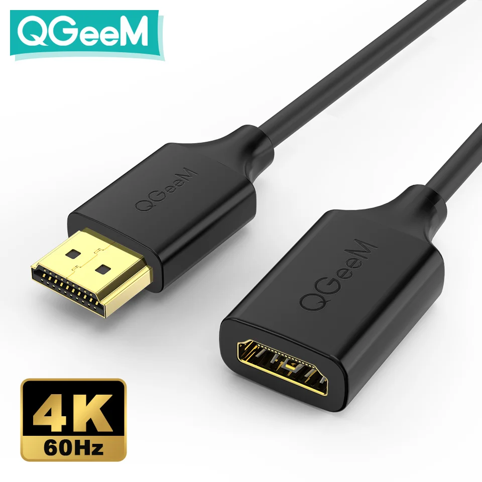 QGeeM 4K przedłużacz HDMI HDMI Adapter HDMI 2.0 do Xiaomi Xbox Serries X PS5 PS4 TV Box Chromebook Laptopy Tablety Apple TV 18 Gbps Męski na żeński Rozdzielacz HDMI HDMI Kable cyfrowe 4K 60Hz Port HDMI Kabel HDMI 1m