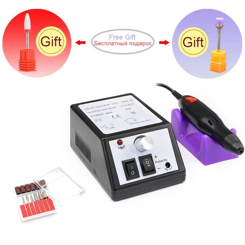 Электрический сверлильный станок для ногтей, пилка для ногтей, профессиональное оборудование для педикюра, маникюрный станок, фреза для ногтей, инструменты для дизайна ногтей - Цвет: 2000Black
