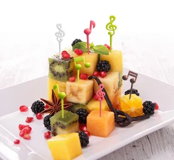 

16 Pcs/set Musical Note Shape Fruit Fork Mini Cartoon Children Snack Cake Dessert Food Fruit Pick Toothpick Bento Lunches Party