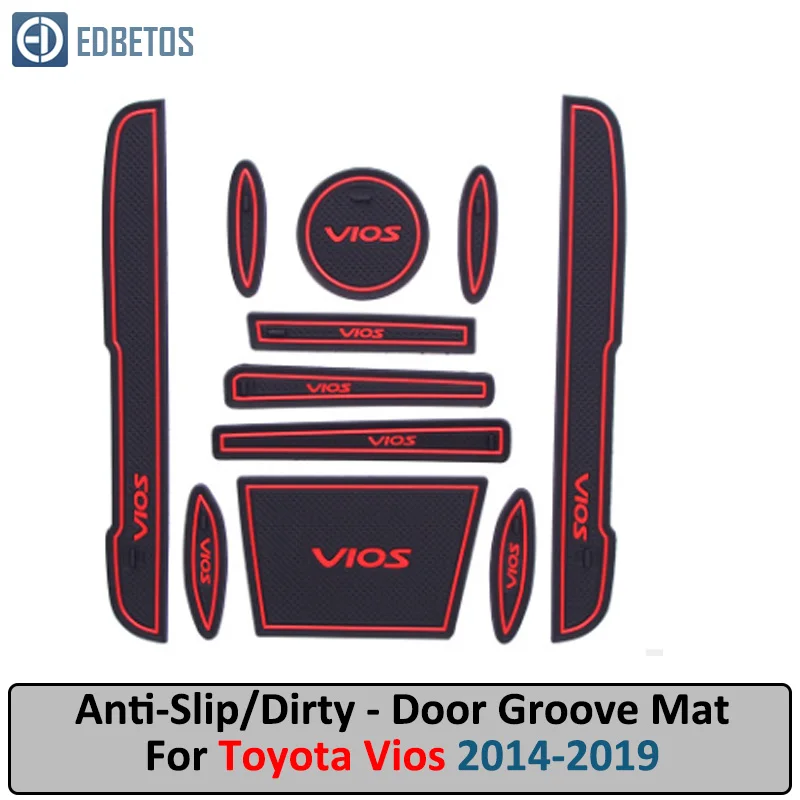 

Door Groove Mat For Toyota Vios XP150 2014 2015 2016 2017 2018 2019 Yaris ATIV TRD Anti-Slip Mat Gate Slot Coaster Anti-Dirty