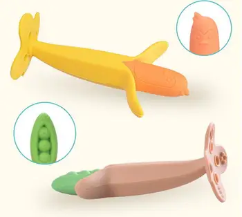 

500pcs Infant Baby Teether Toy Silicone Banana Corn Baby Teethers Toy SoothingTeething Pacifier Chew Infant Oral Tooth Brush