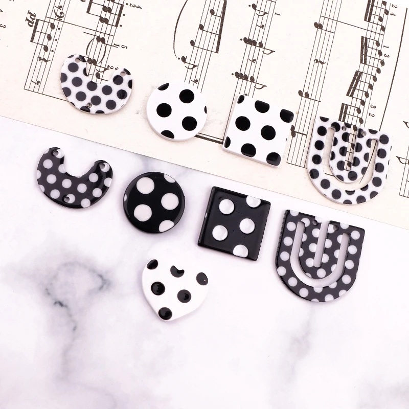 

4pcs Iapan Sweet Wave Point Resin Cabochon Bead Connector Findings Geometric Earrings Bracelet Necklace Diy Charms Jewelry Make