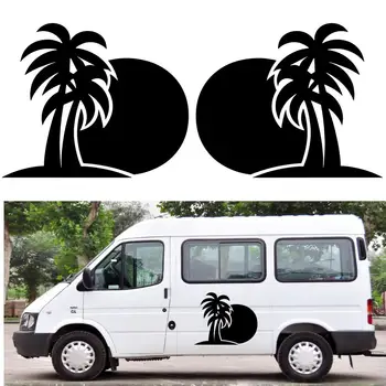

2pcs Car Decals Palm Tree SUN Hammock Camper Van RV Trailer Truck Motor Home Vinyl Graphics Kit Decals Door Car Stickers