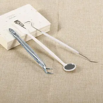 

Portable durable Stainless Steel Dental Kit Dental Explorer Mouth Mirror Tweezers 3 Pcs Oral Care Hygiene Instrument