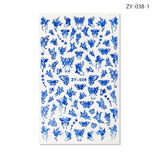 Holographic 3D Laser Butterfly Nail Art Stickers Gold Silver Nail Adhesive Sliders Decals Laser Sticker Decor DIY Manicure