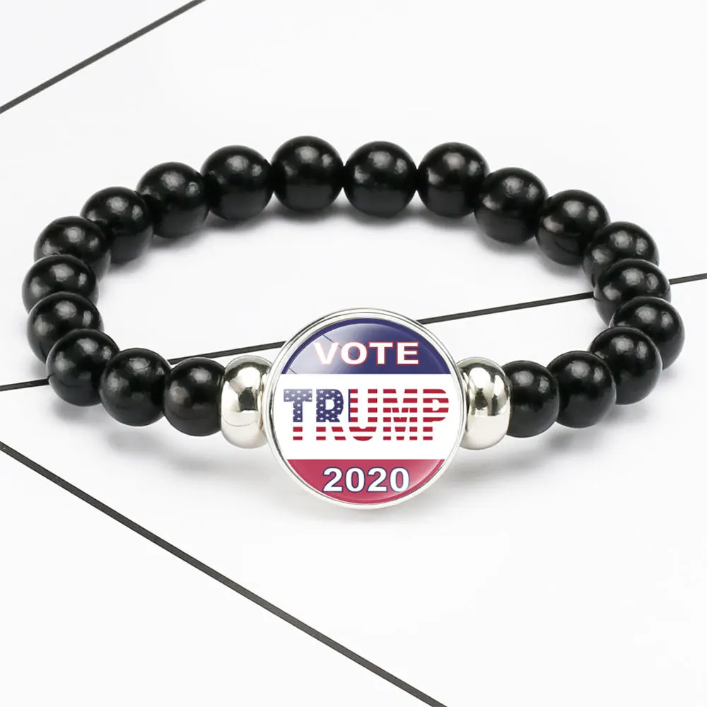Vote Trump 19 Optional Black Bead Elastic Bracelets Must-have Weapons for Supporters Camp In The US Presidential Election 2020 | Украшения